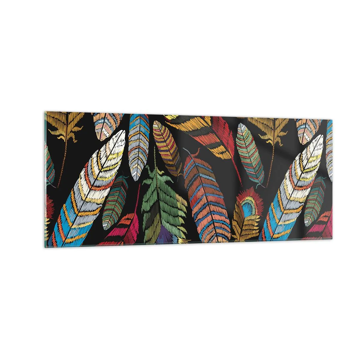 Quadro em vidro - O carnaval dos pássaros - 100x40 cm