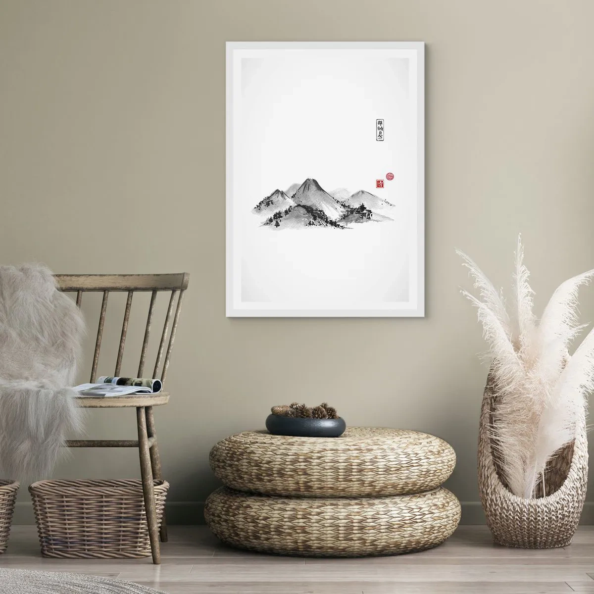 Pôster em moldura branca - Para além do vale - 61x91 cm