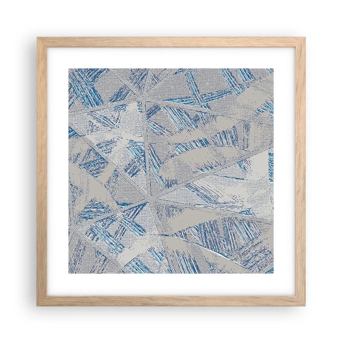 Pôster com moldura de carvalho claro - Em um labirinto azul e cinza - 40x40 cm