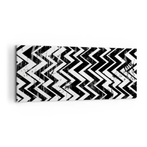 Quadro em tela - Zig-branco, zag-preto - 100x40 cm