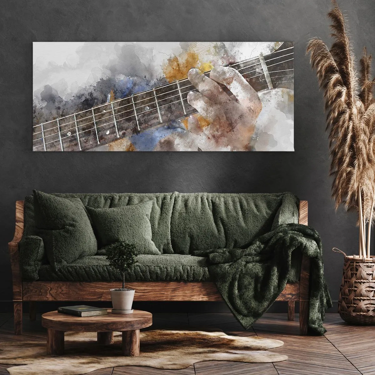 Quadro em tela - Poesia entre as cordas - 100x40 cm