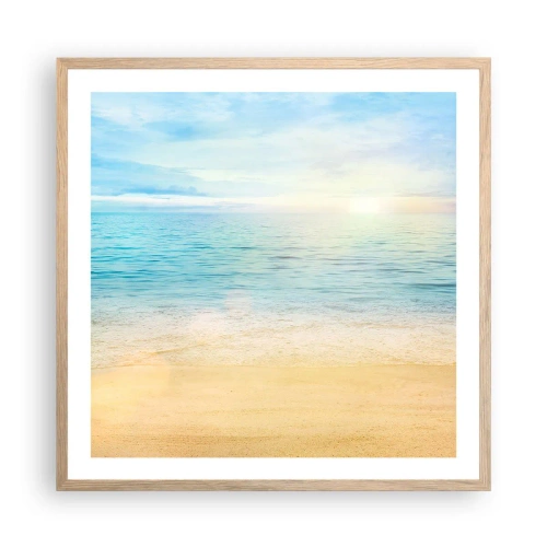 Pôster com moldura de carvalho claro - Grande azul - 60x60 cm