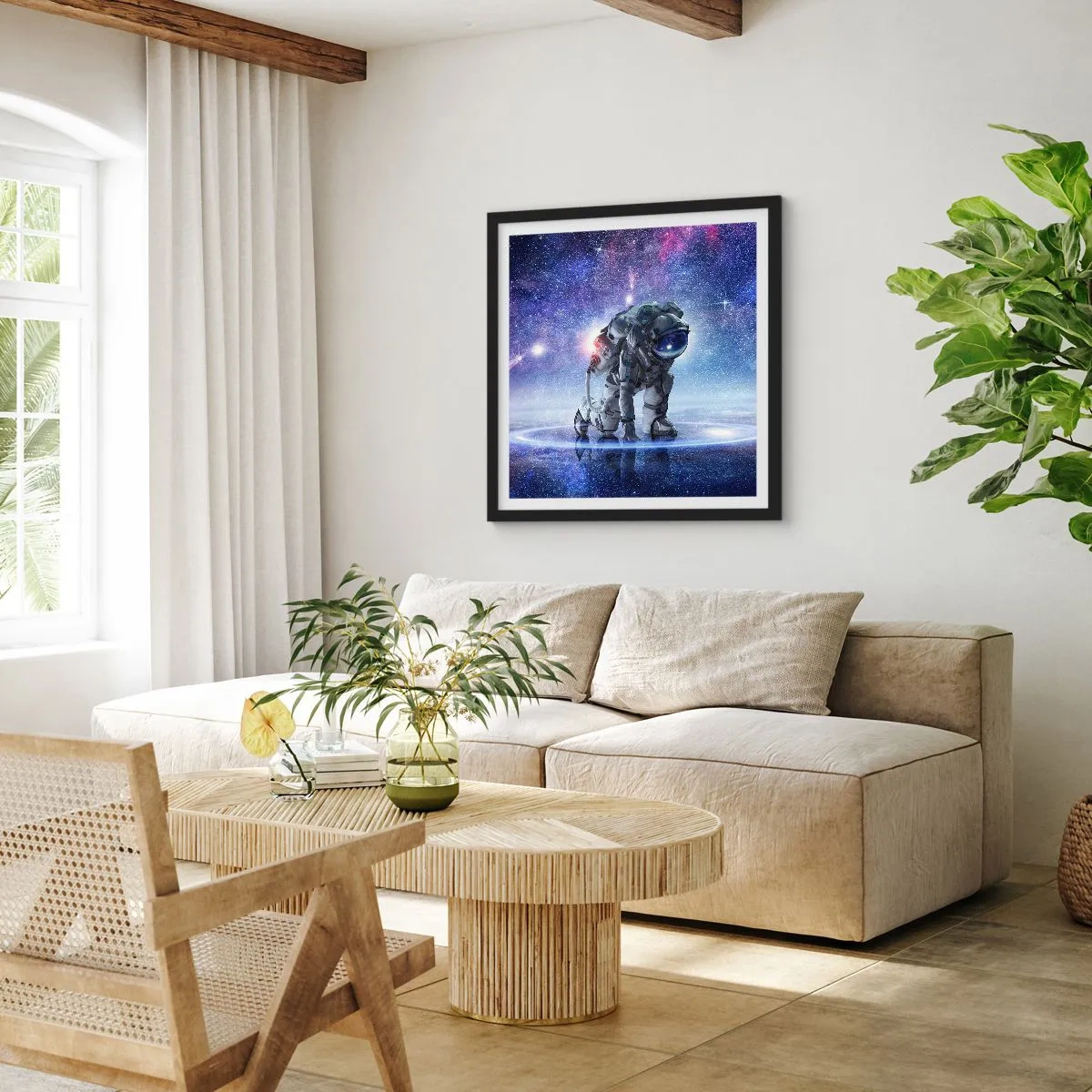 Pôster com moldura preta - Céu estrelado acima de mim - 40x40 cm