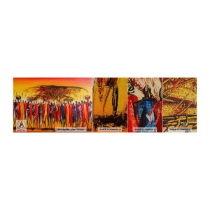 Amostra de papel de parede Premium Sand - Lá, lá, lá vão eles - Pedaço, Pessoas, África - 100x30 cm