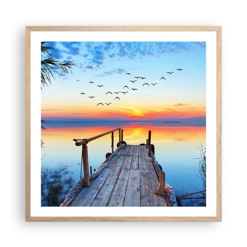 Pôster com moldura de carvalho claro - É hora de voltar... - 60x60 cm