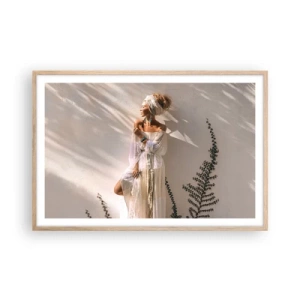 Pôster com moldura de carvalho claro - O sol e a garota - 91x61 cm