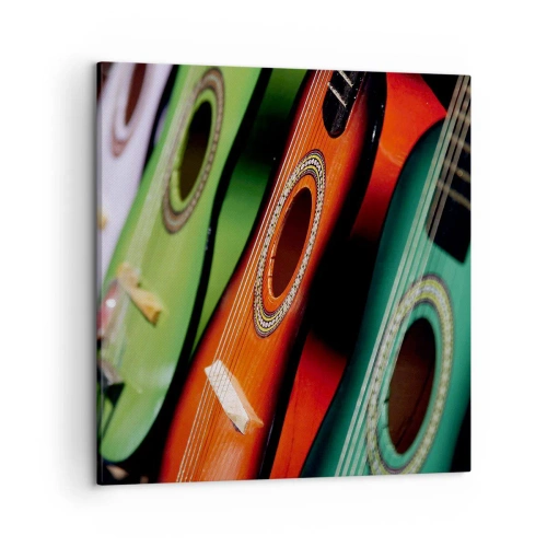 Quadro em tela - A guitarra tem muitas cores - 50x50 cm