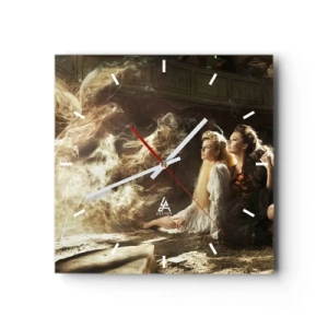 Relógio de parede - Relógio em vidro - E a poesia nasceu - 30x30 cm