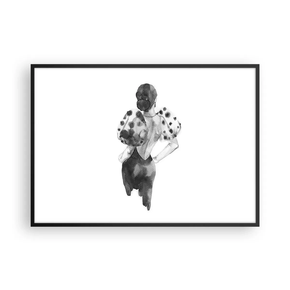 Pôster com moldura preta - Ela passou por aqui - 100x70 cm