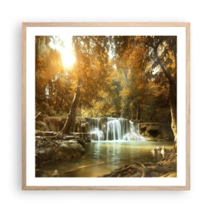 Pôster com moldura de carvalho claro - A cascata do parque - 60x60 cm