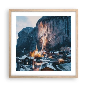 Pôster com moldura de carvalho claro - O espírito luminoso do inverno - 50x50 cm