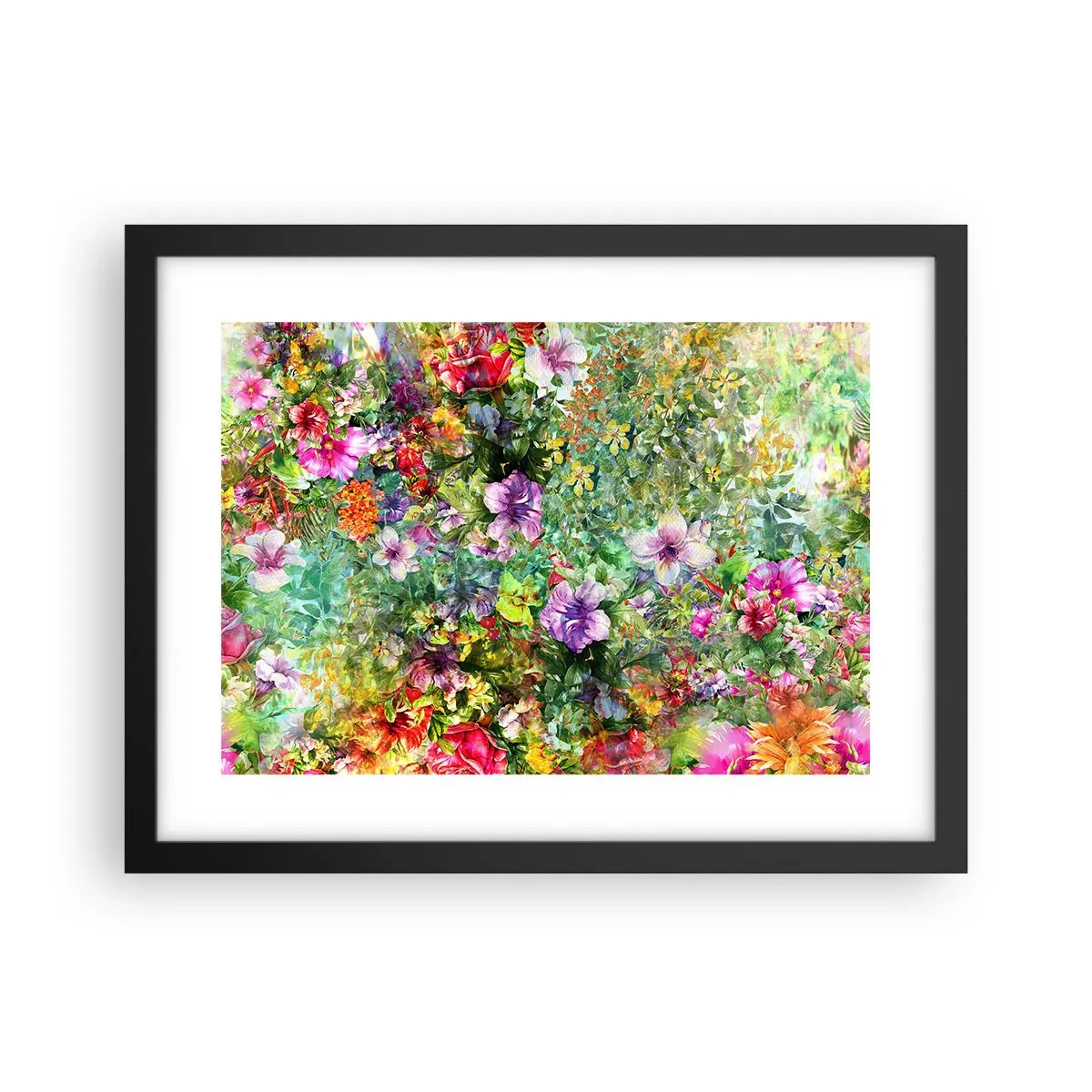 Pôster com moldura preta - Nas flores para a perdição - 40x30 cm