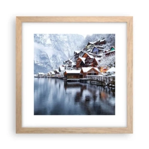 Pôster com moldura de carvalho claro - Na decoração de inverno - 30x30 cm