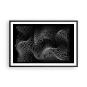 Pôster com moldura preta - Dança de luz no espaço - 91x61 cm