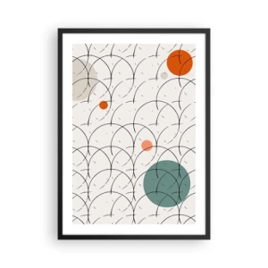 Pôster com moldura preta - Abstração geométrica moderna com detalhes coloridos - 50x70cm - No espírito da pop art - Decoração de parede moderna para a sala de estar e quarto ARTTOR