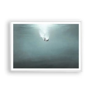 Pôster em moldura branca - Nos braços do oceano - 100x70 cm