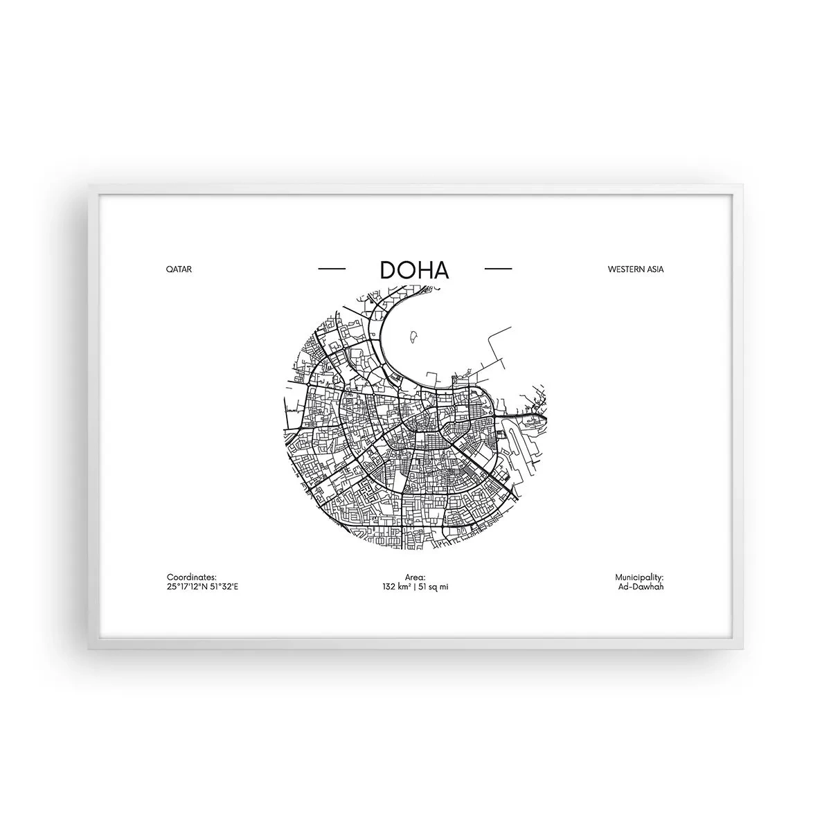 Pôster em moldura branca - Anatomia de Doha - 100x70 cm