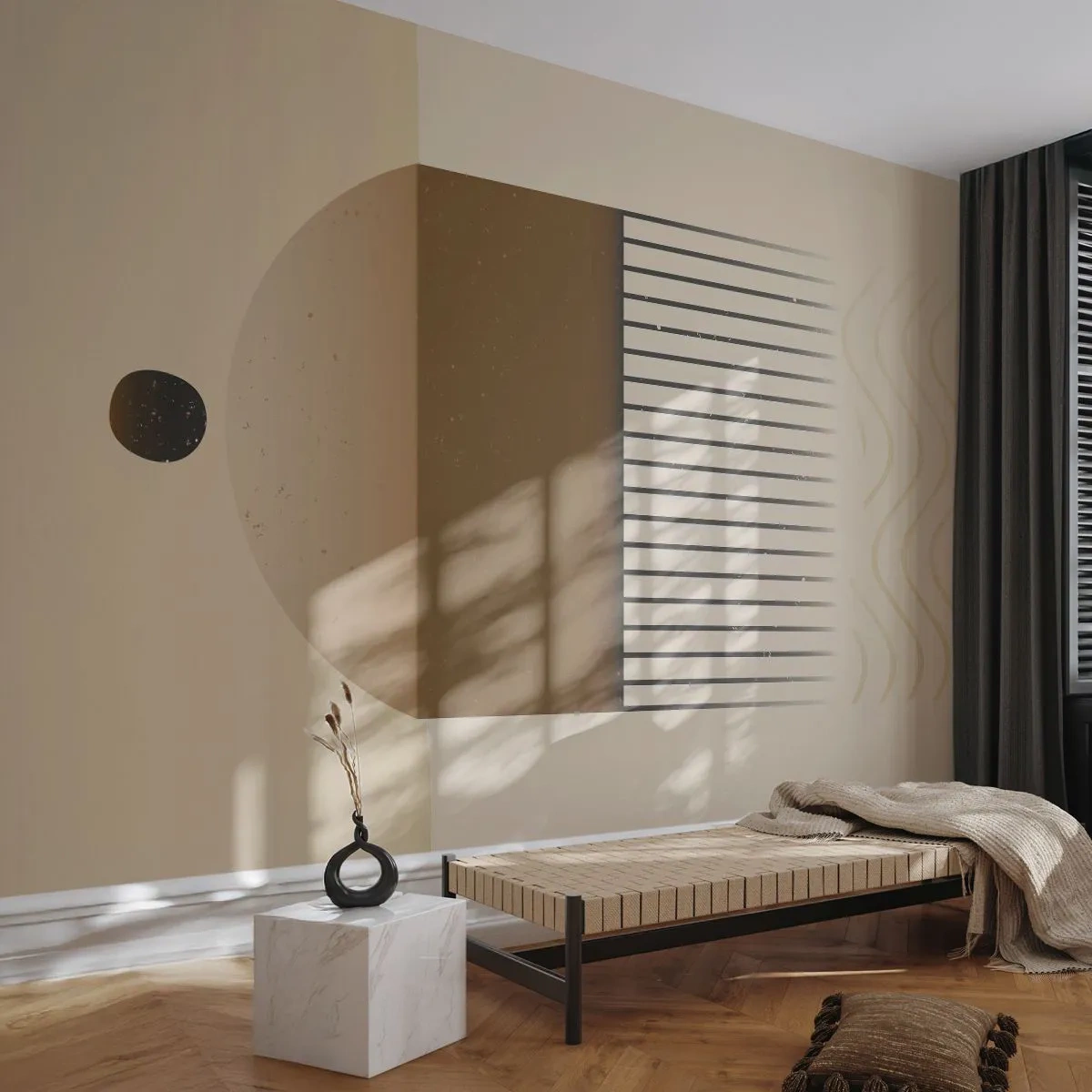 Papel de Parede Standard Eco - Abstração minimalista em tons de bege e marrom - 100x70cm - Diferentes estados - Decoração de parede moderna para a sala de estar e quarto ARTTOR