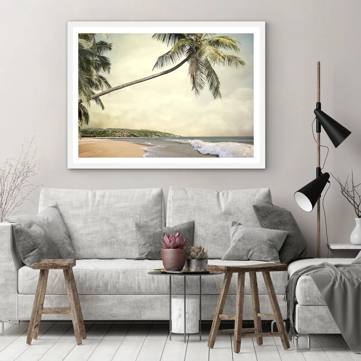 Pôster em moldura branca - Sonho tropical - 40x30 cm