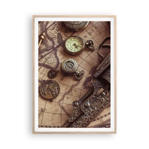 Pôster com moldura de carvalho claro - A aventura nos chama - 70x100 cm