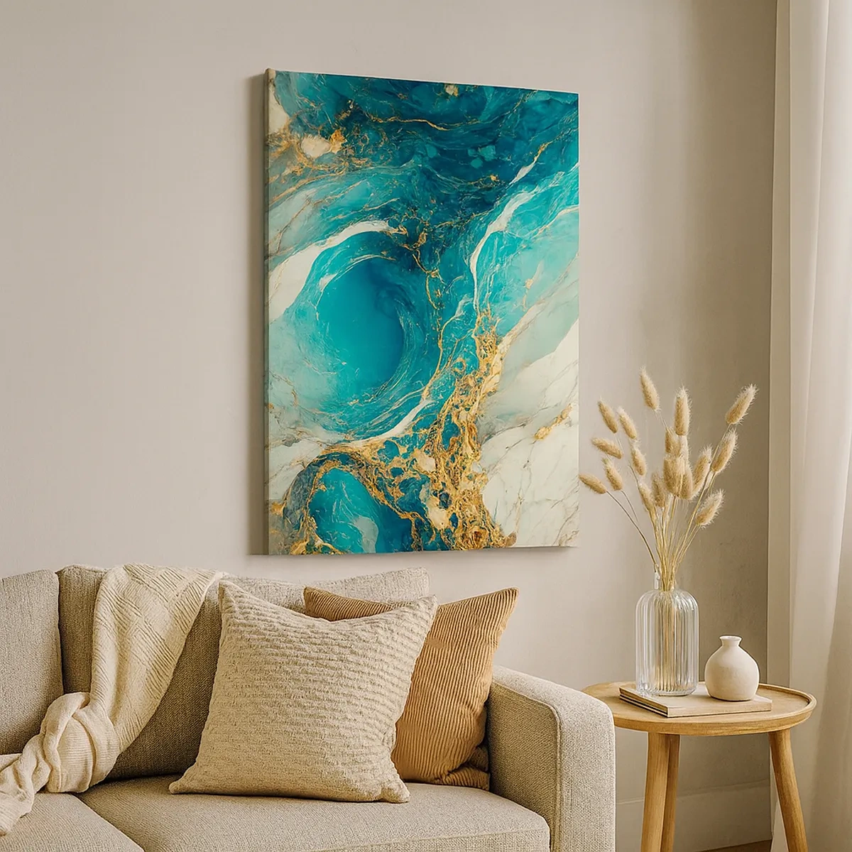 Quadro em tela - Composição com veios d'ouro - 50x70 cm