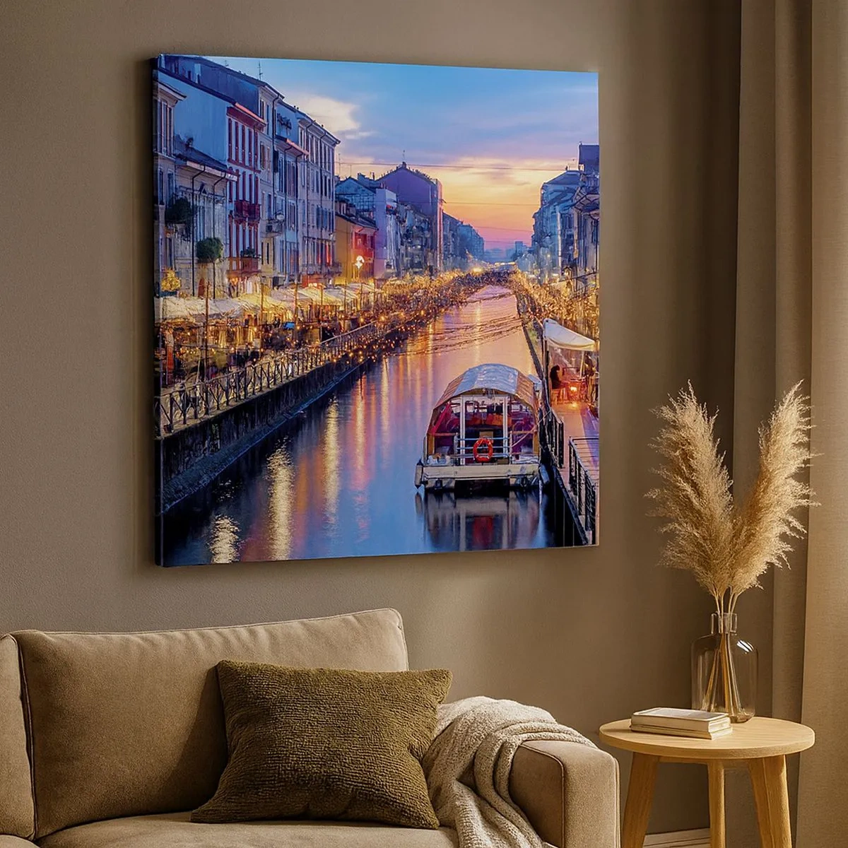 Quadro em tela - Uma noite de luz e diversão - 30x30 cm