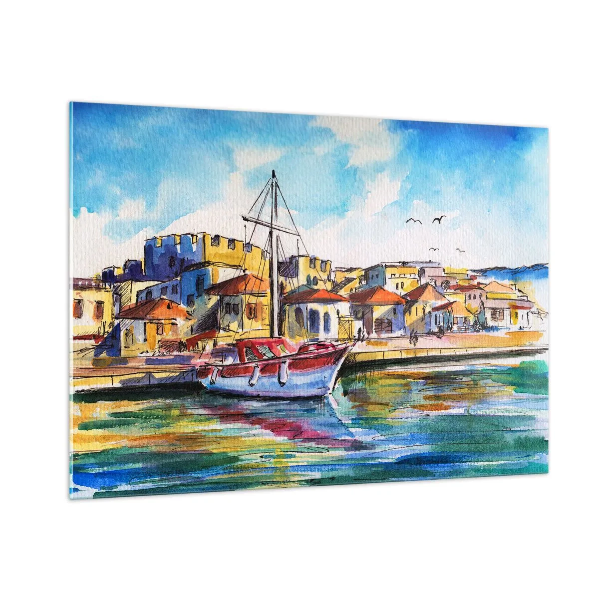 Quadro em vidro - Tarde de arco-íris - 100x70 cm