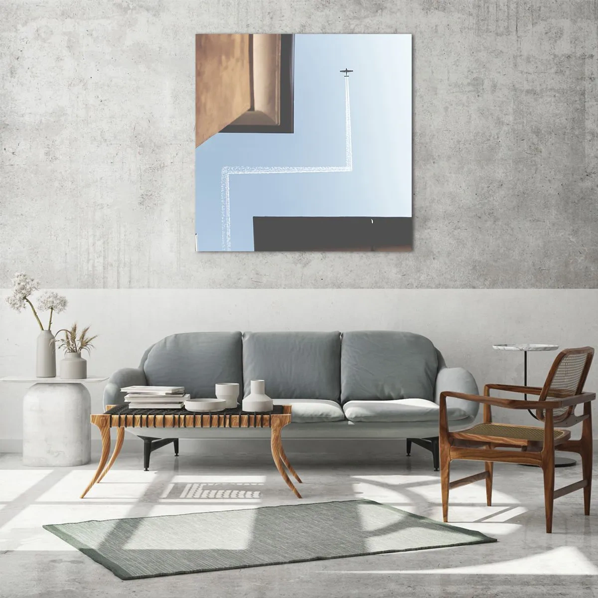 Quadro em vidro - Acima do labirinto da cidade - 70x70 cm