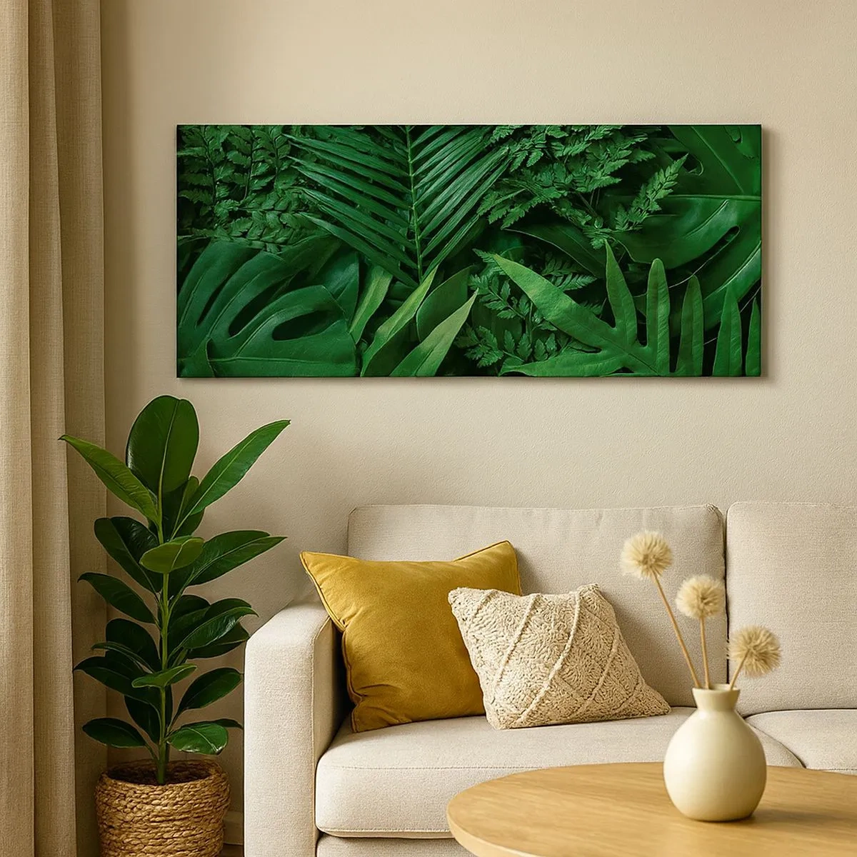 Quadro em tela - Envolto em verde - 100x40 cm