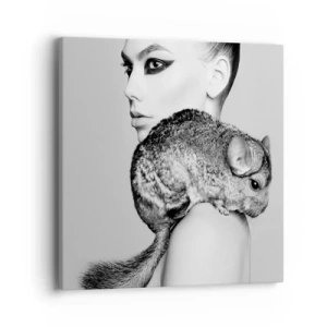 Quadro em tela - A dama com a chinchila - 40x40 cm