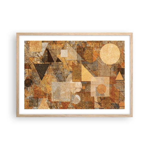 Pôster com moldura de carvalho claro - Estudo Cubista em Bronze - 70x50 cm