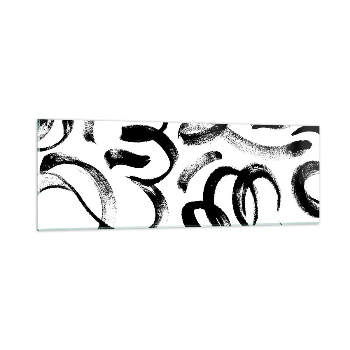 Quadro em vidro - Preto sobre branco - 90x30 cm