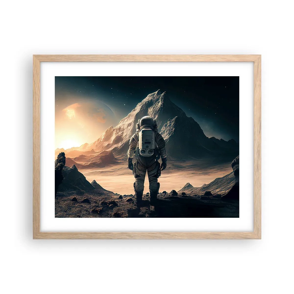 Pôster com moldura de carvalho claro - Novo desafio - 50x40 cm