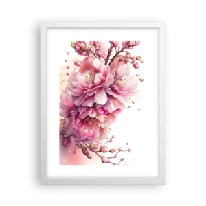 Pôster em moldura branca - Flor de cerejeira - 30x40 cm