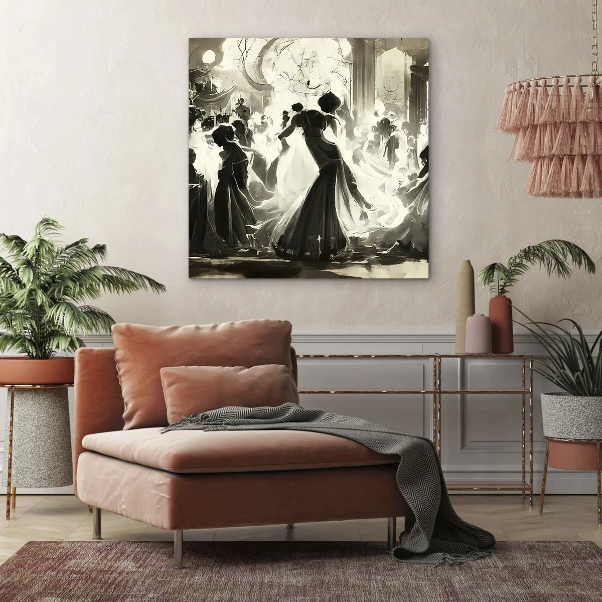 Quadro em tela - O grande baile de máscaras - 60x60 cm