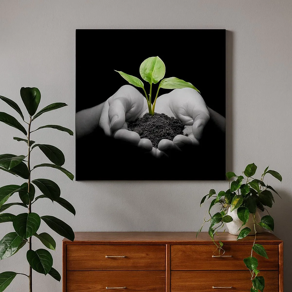 Quadro em tela - Eu amo a natureza, eu a protejo - 30x30 cm