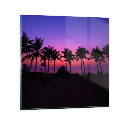 Quadro em vidro - Uma noite sob as palmeiras - 30x30 cm
