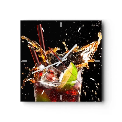 Relógio de parede - Relógio em vidro - Alegria e energia das cores - 30x30 cm