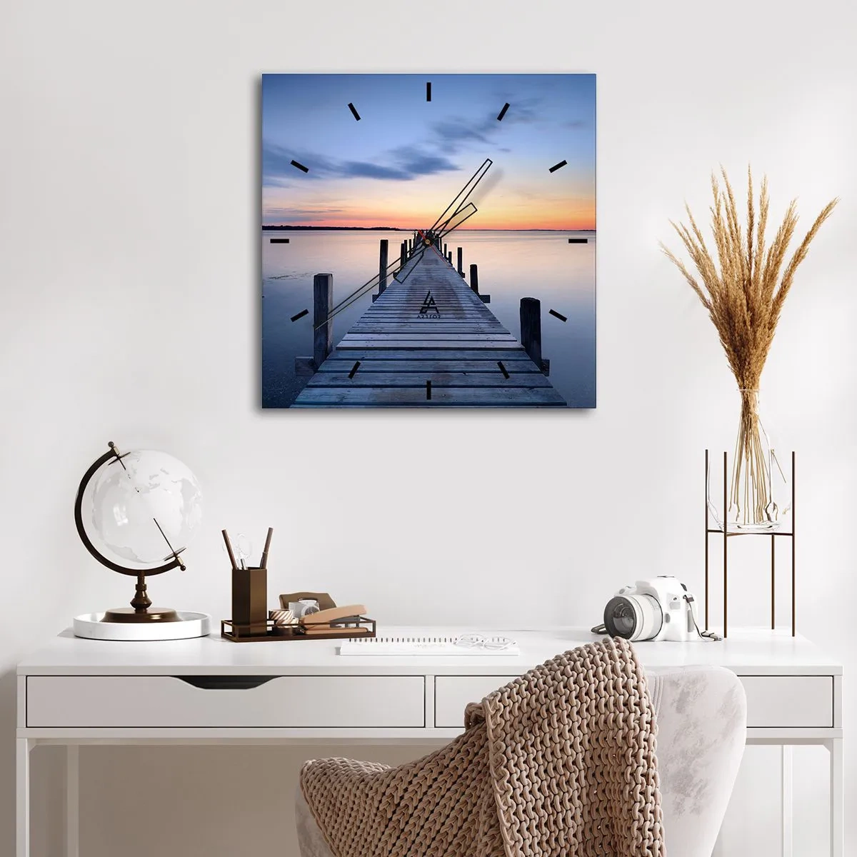 Relógio de parede - Relógio em vidro - A calma de um crepúsculo sereno - 40x40 cm