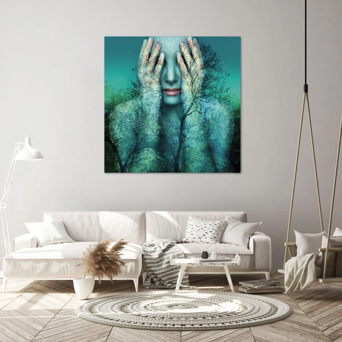 Quadro em tela - Imersa em azul - 50x50 cm