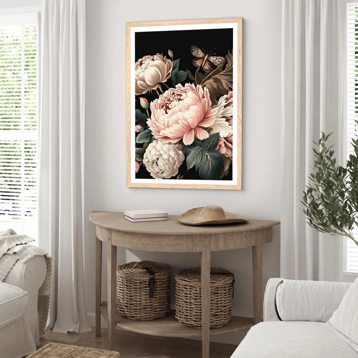 Pôster com moldura de carvalho claro - Em estilo barroco - 70x100 cm