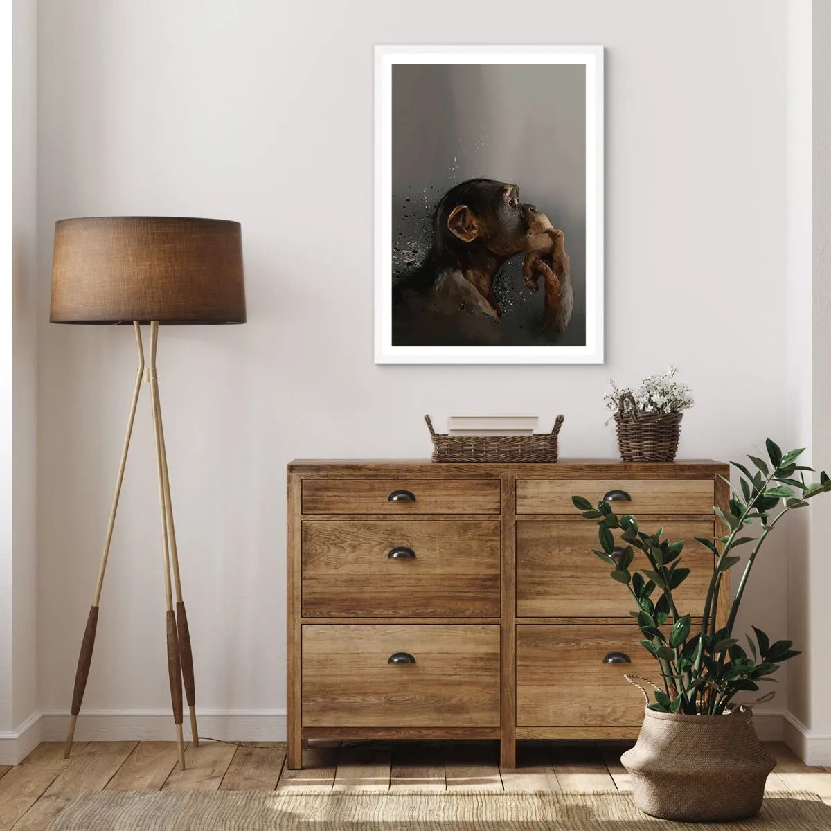 Pôster em moldura branca - Certamente um pensador - 61x91 cm