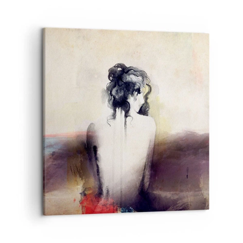 Quadro em tela - Linhas suaves, formas ovais - 50x50 cm