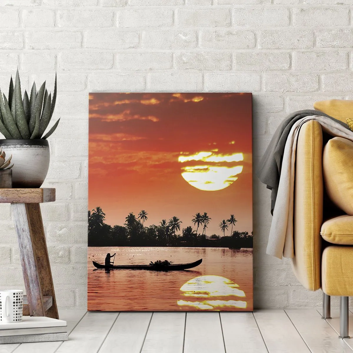 Quadro em tela - A calma dos trópicos ao pôr do sol - 55x100 cm
