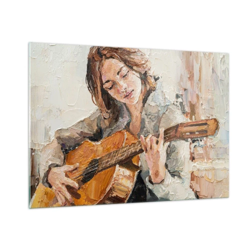 Quadro em vidro - Concerto de violão e coração de rapariga - 100x70 cm
