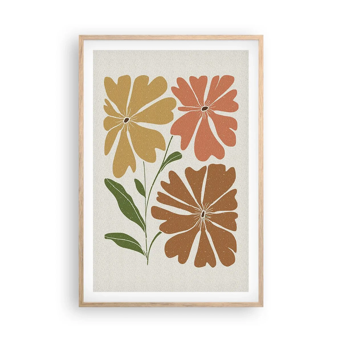 Pôster com moldura de carvalho claro - Natureza e geometria - 61x91 cm