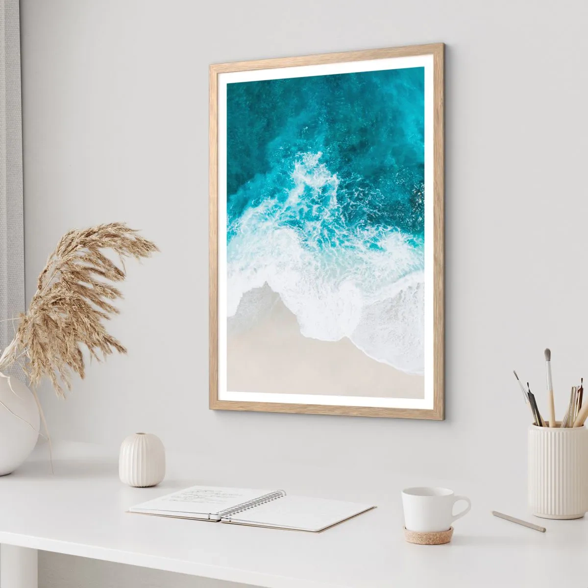 Pôster com moldura de carvalho claro - Carícia natural - 50x70 cm