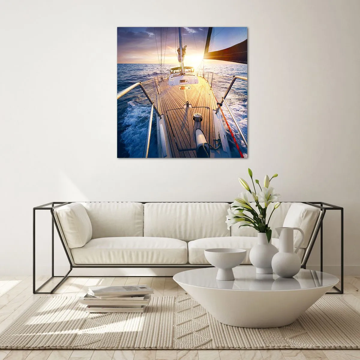 Quadro em vidro - Correr sobre as ondas - 40x40 cm