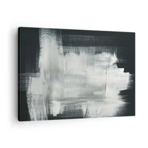 Quadro em tela - Traços abstratos brancos em um fundo escuro - 70x50cm - Entrelaçado na vertical e horizontal - Decoração de parede moderna para a sala de estar e quarto ARTTOR