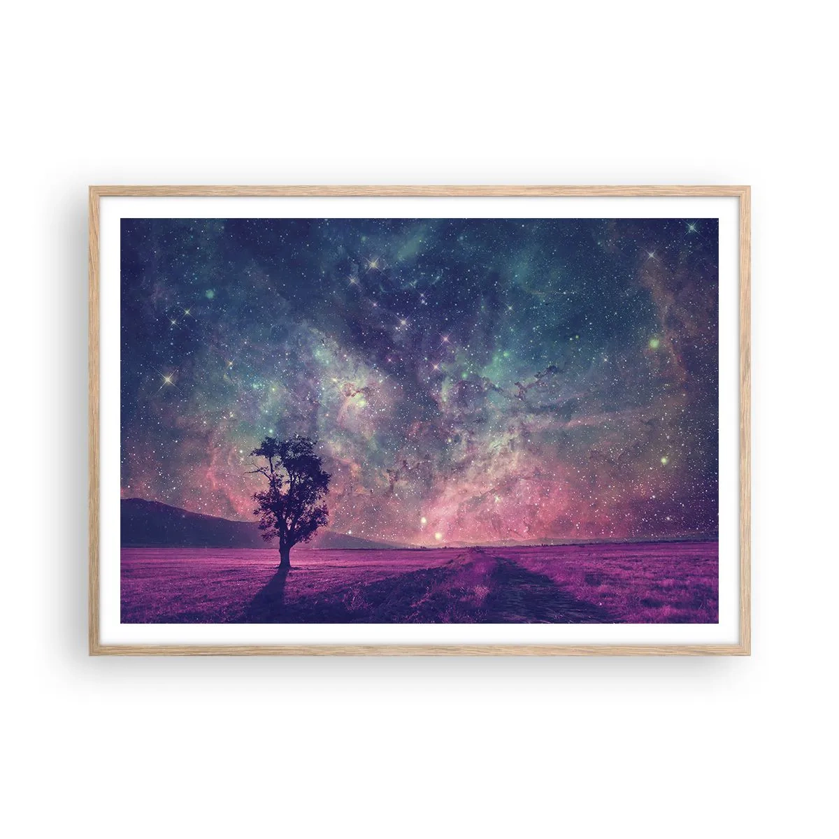 Pôster com moldura de carvalho claro - Sob o céu mágico - 100x70 cm